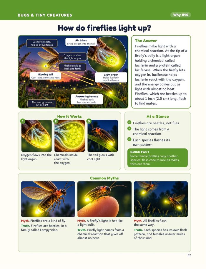 Book page: How do fireflies light up?